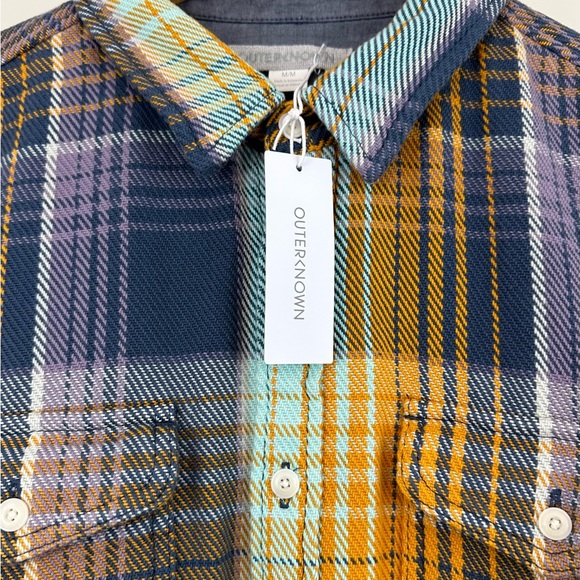 New $168 Outerknown Blanket Shirt! Rare Cumin Rogue Plaid! - Picture 6 of 14